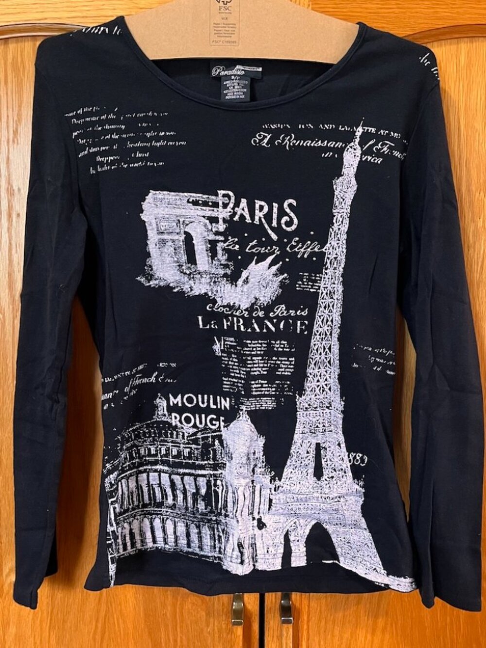 Black Paris Graphic Long-Sleeve Tee